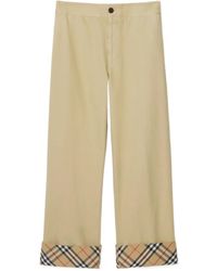 Burberry - Gabardine Trousers - Lyst