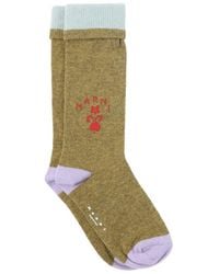 Marni - Light Wool-Cashmere Socks With Heraldic Logo - Lyst