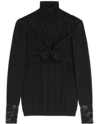 Valentino - Lace-Panelled High Neck Top - Lyst