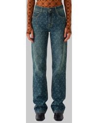 Marine Serre - Moon Laser Wash Denim Straight Jeans - Lyst