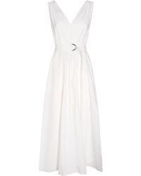 Brunello Cucinelli - Belted Pleated Midi Dress - Lyst