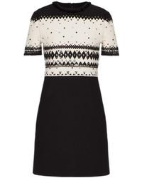 Valentino - Round-Collar Short-Sleeve Dress - Lyst