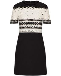 Valentino - Round-Collar Short-Sleeve Dress - Lyst