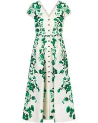 Saloni - Printed Cotton-Poplin Midi Dress - Lyst