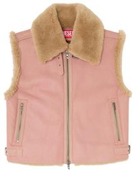 DIESEL - L-Hont Shearling Leather Vest - Lyst