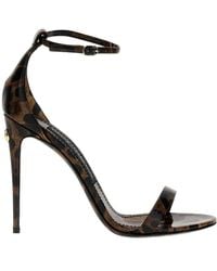 Dolce & Gabbana - Leopard Printed Ankle Strap Sandals - Lyst