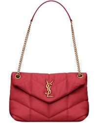 Saint Laurent - Logo Plaque Puffer Chained Shoulder Bag - Lyst
