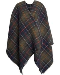 Barbour - Montieth Check-Pattern Frayed Edge Poncho - Lyst