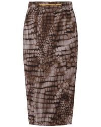Elisabetta Franchi - Printed Side-Slit Midi Skirt - Lyst