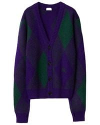 Burberry - Argyle-Pattern V-Neck Buttoned Cardigan - Lyst