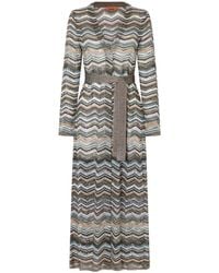 Missoni - Striped Belted Crochet-Knit Cardigan - Lyst