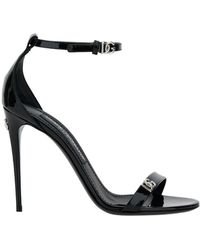 Dolce & Gabbana - Elegant Leather Sandal With Thin Logo Strap - Lyst