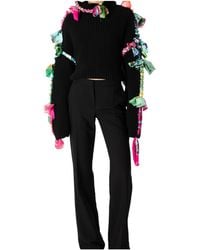 Marine Serre - Regenerated Silk Scarves Cropped High Neck Sweater - Lyst