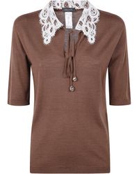 Fabiana Filippi - Lace-Trimmed Knit Top - Lyst