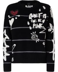 Pinko - Intarsia-Knit Sequin-Embellished Sweater - Lyst
