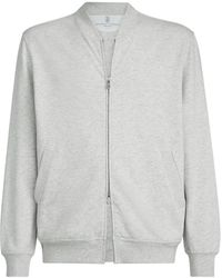 Brunello Cucinelli - Crewneck Zip-Up Sweatshirt - Lyst
