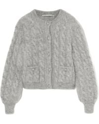 Alessandra Rich - Cropped Sequin-Embellished Cable-Knit Cardigan - Lyst