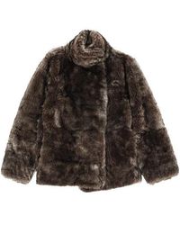 REMAIN Birger - High-Necked Woolen Fur Coat - Lyst