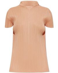 Pleats Please Issey Miyake - Pleated High-Neck Blouse - Lyst
