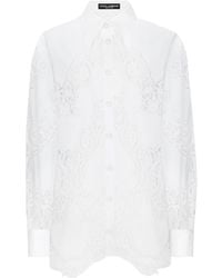 Dolce & Gabbana - Floral-Embroidered Buttoned Poplin Shirt - Lyst