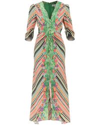 Saloni - Mitsu B Mix-Print Midi Dress - Lyst