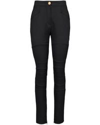 Balmain - High-Waisted Wool Skinny Trousers - Lyst