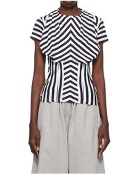 Pushbutton - Striped Pleated T-Shirt - Lyst