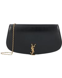 Saint Laurent - Logo Plaque Foldover Top Shoulder Bag - Lyst