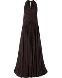 Elie Saab - Cape-Effect Gathered Silk-Georgette Gown - Lyst