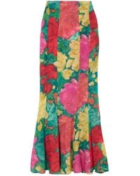 Balmain - Paneled Floral-Print Silk Maxi Skirt - Lyst