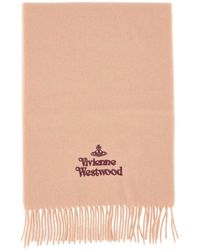 Vivienne Westwood - Logo Embroidered Fringed Scarf - Lyst