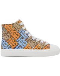 Burberry - Monogram Print High-Top Sneakers - Lyst
