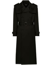 Dolce & Gabbana - Double-Breasted Wool Trench Coat - Lyst
