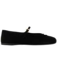 Prada - Buckle-Strap Logo-Plaque Ballet Flats - Lyst