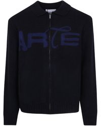 Arte' - Logo-Embroidered Zip-Up Cardigan - Lyst