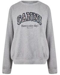 Ganni - Long Sleeve Sweatshirt - Lyst