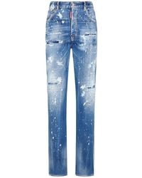 DSquared² - Embellished Distressed High-Waist Jeans - Lyst