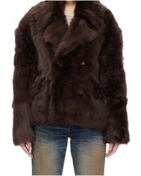 Marine Serre - Hairy Shearling Leather Caban - Lyst