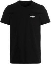 Balmain - Flocked Logo Crewneck T-Shirt - Lyst