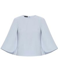 Emporio Armani - Slit-Detail Round-Neck Blouse - Lyst