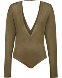 Saint Laurent - Long-Sleeved V-Neck Jumpsuit - Lyst