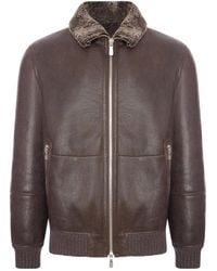 Brunello Cucinelli - Vintage-Effect Shearling Bomber Jacket - Lyst