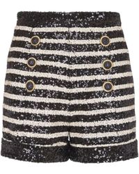 Balmain - Horizontal Striped Embellished Shorts - Lyst