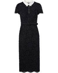 Self-Portrait - Lace Midi Dress With Contrasting Collar - Lyst