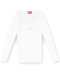 DIESEL - Oval-D Long Sleeved Ribbed Top - Lyst