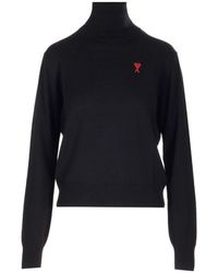 Ami Paris - Ami Ami De Coeur High Neck Knitted Jumper - Lyst