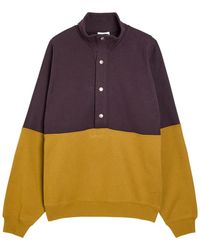 Saint Laurent - Logo-Embroidered Panelled Cotton Sweatshirt - Lyst