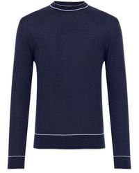 Eleventy - Contrasted-Trim Crewneck Knitted Jumper - Lyst