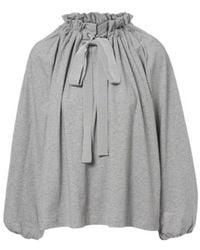 Patou - Bow-Detail Gathered Cotton Jersey Top - Lyst