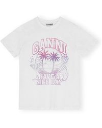 Ganni - Graphic Printed Crewneck T-Shirt - Lyst
